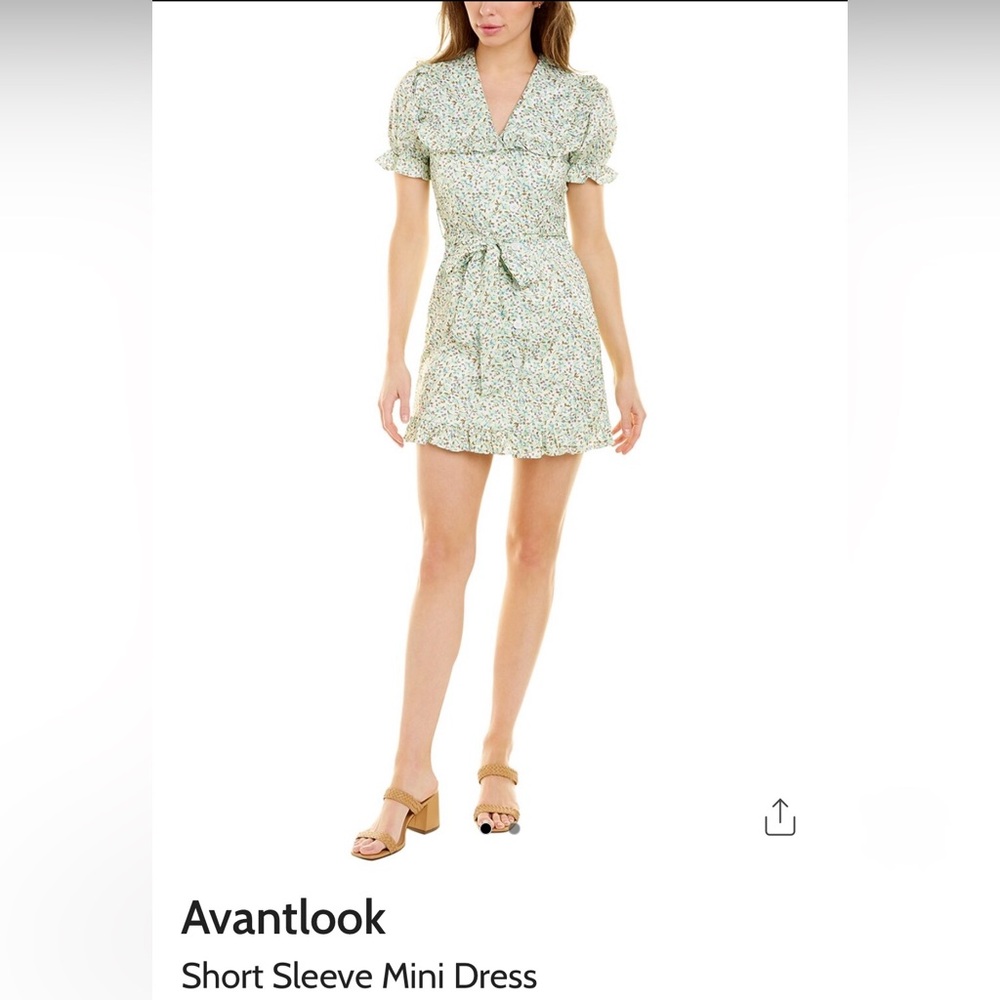 Authentic Avantlook Green Floral Mini Dress NWT Sz L